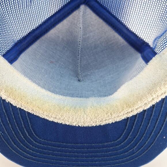 Vintage Big Patch SMI Trucker Hat Cap Snap-Back Meshback Blue - Picture 8 of 8